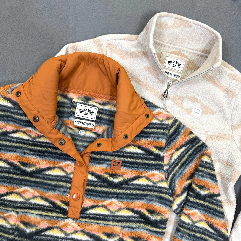 Lot of 2 Billabong Adventure Division Anorak Pullovers Women XS/S Multi Fleece